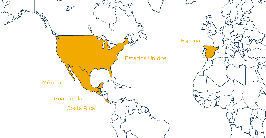 Presencia de Artigas Arquitectos: México, Estados Unidos, Guatemala, Costa Rica y España